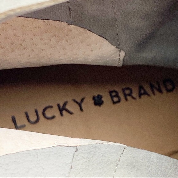 LUCKY BRAND Ravynn Gray Leather Upper Block Heel Ankle Boots, Size 12 - Picture 3 of 12